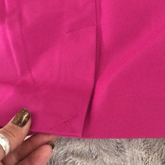 Black & fuchsia color block pencil skirt 14 back zip & slit slimming effect NEW - Picture 9 of 10